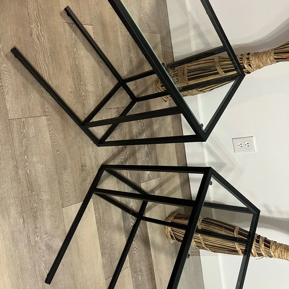 Modern Black Glass Top Side Tables